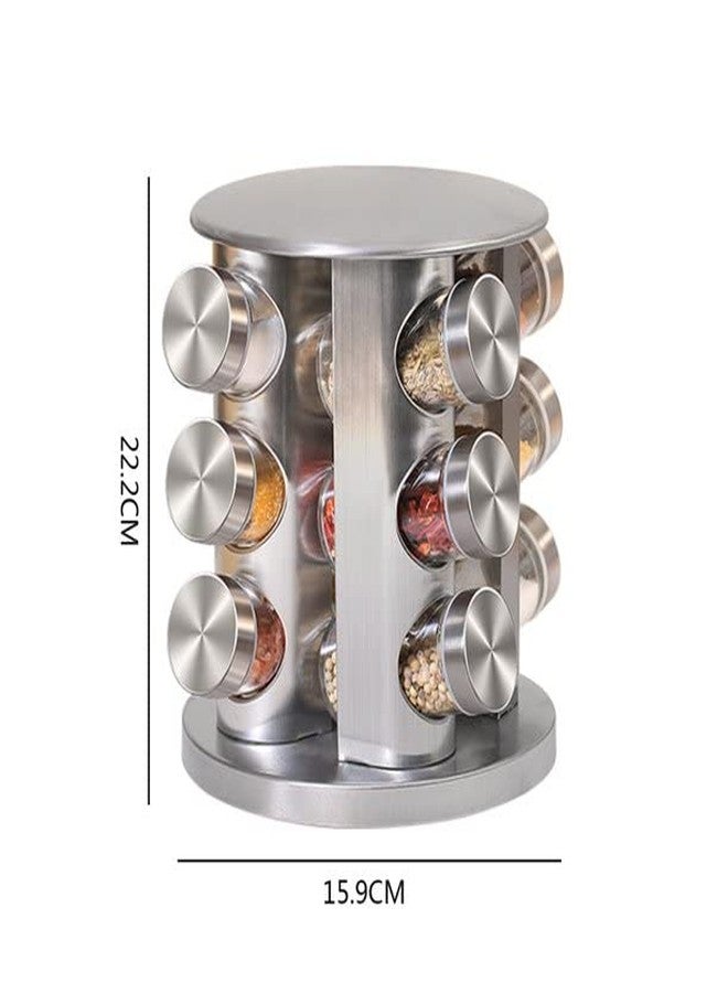 REPLEX رف توابل دوار من ريبليكس، منظم توابل من الفولاذ المقاوم للصدأ، 16/12 برطمان، برج رف توابل مربع دوار، تنظيم تخزين التوابل للمطبخ والأعشاب المجففة المنزلية (12 برطمان) - Image 4